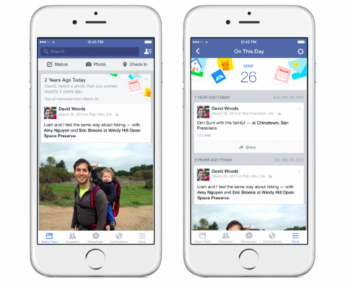 An image showing the Facebook Memories feature